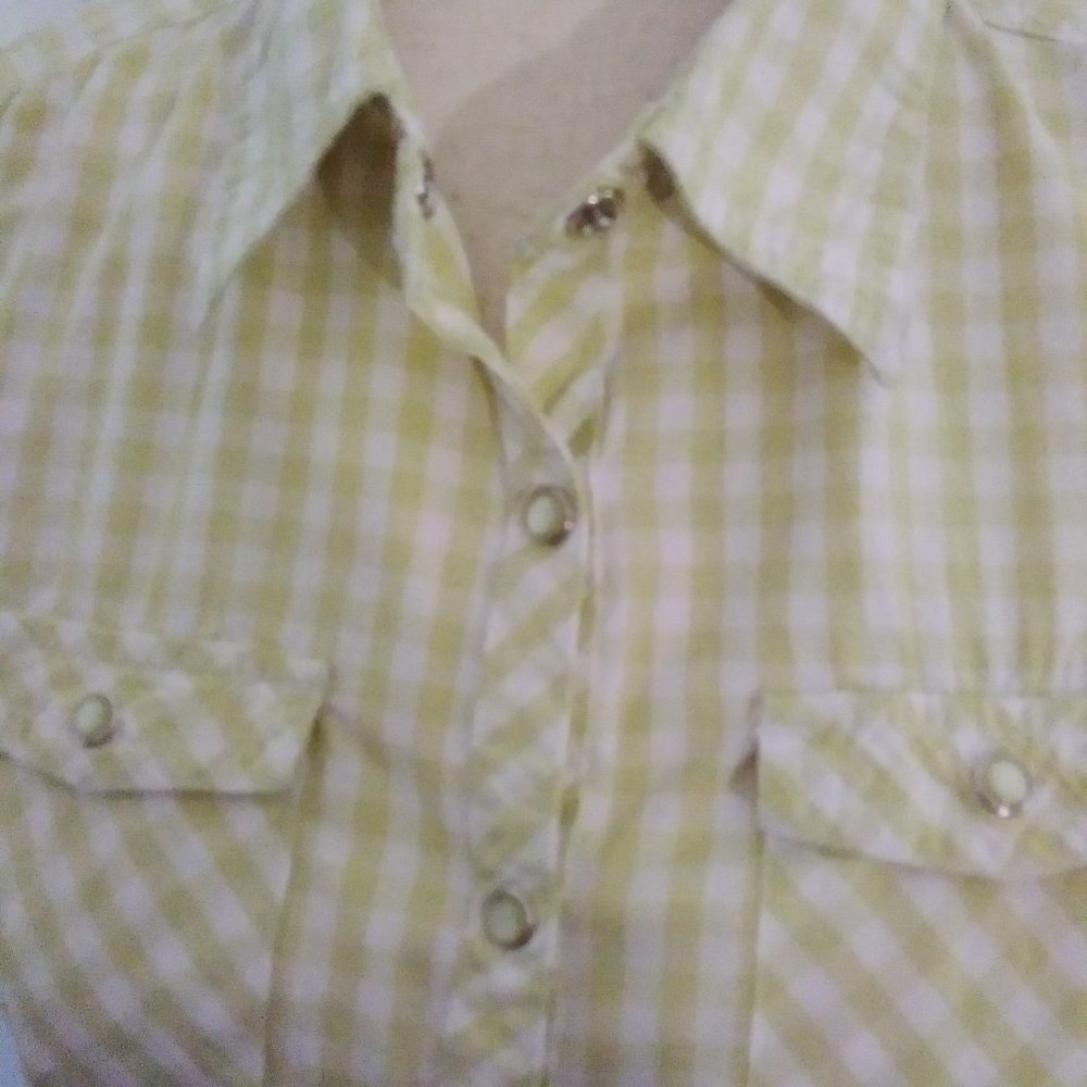 Cherokee Western Style Shirt Size Large Jr. Greenish Yellow Vintage - Picture 4 of 7